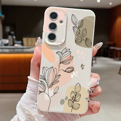 Elegant Line Flower Phone Case - Ultra - Protection and Style - Galaxy S26+ (A420 Beige White)