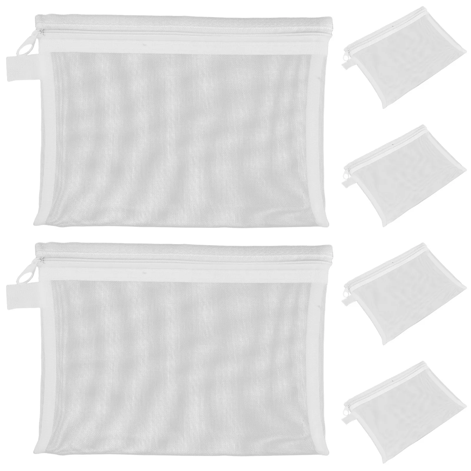 6Pcs 지퍼가 달린 메쉬 파우치 문서 가방 투명 통기성 파일 주최자 사무실 교실 보드용 휴대용 경량 접이식