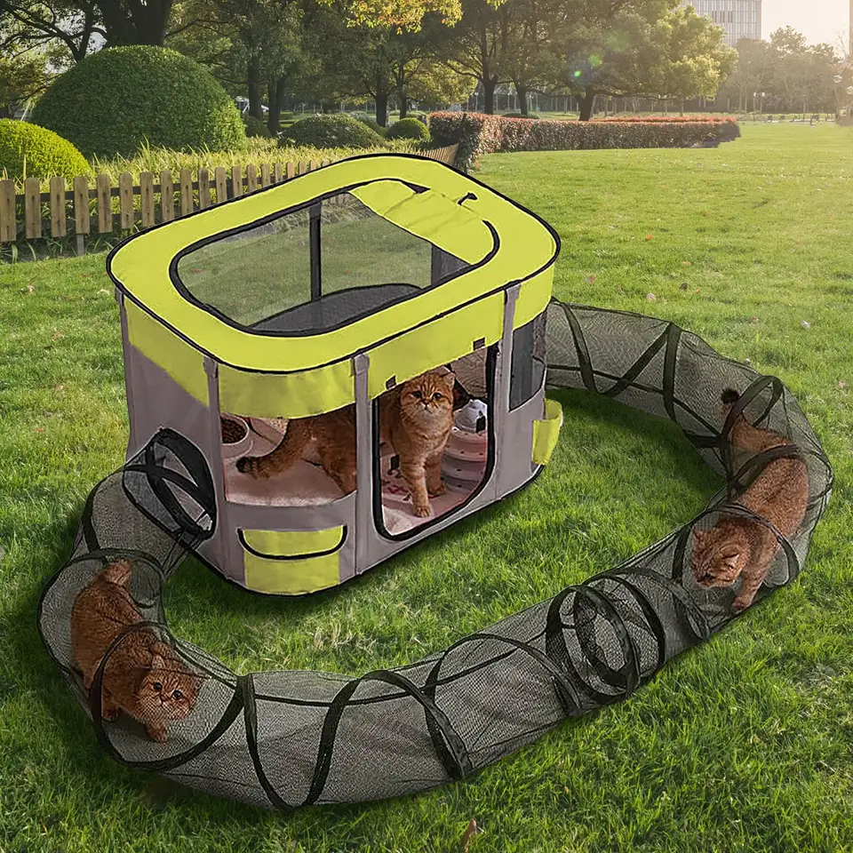 Spacious Outdoor Cat Tent with Tunnel for Kittens