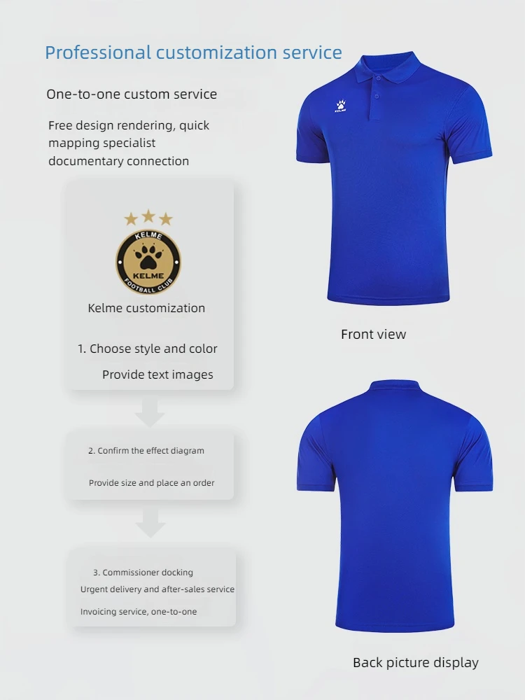 Kelme Polo Shirt Men Summer Quick Drying Short Sleeve T-shirt Club Training Football Uniforms Custom Culture Shirt 6