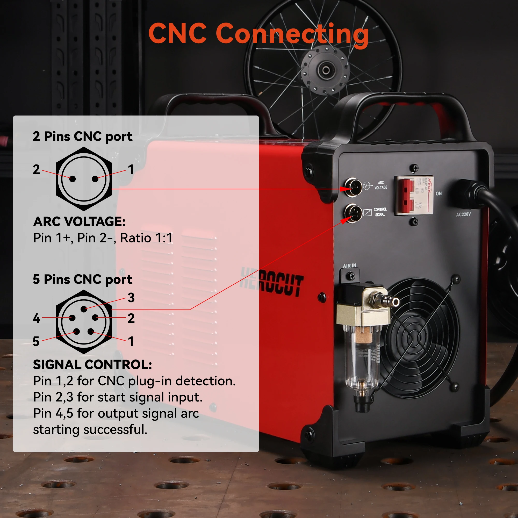 CNC Pilot Arc Plasma Cutter HC8000 80Amps Blow Back Non-HF Cutting Machine with Digital Screen,THC Torch Height Control Enabled 6