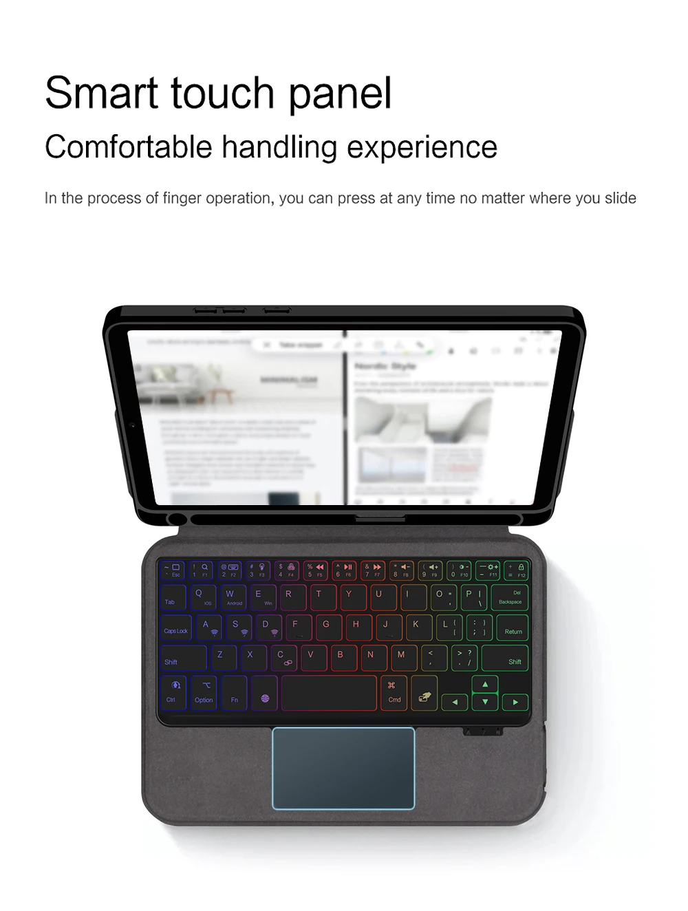 Backlit Touchpad Magic Keyboard For Xiaomi Redmi Pad SE 8.7 Inch Case Cover Wireless Keyboard Arabic Spanish Portuguese