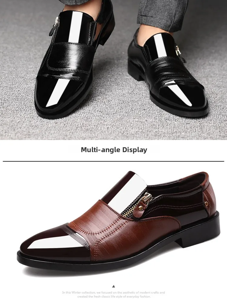 الأعمال الرسمية أحذية رجالي حجم كبير الانزلاق على عادية أشار تو أحذية من الجلد تنفس مقاومة للاهتراء ماصة للصدمات