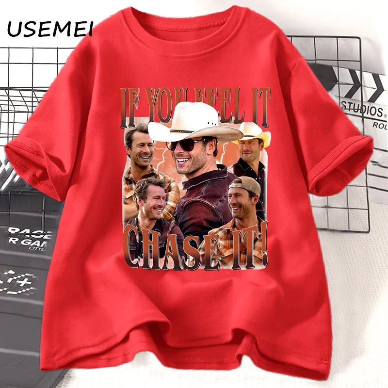 thumbnail image 1 of If You Feel It Chase It para hombre y mujer, Camiseta estampada de manga corta de algodón, ropa de calle de moda de los 90, 1 of 5