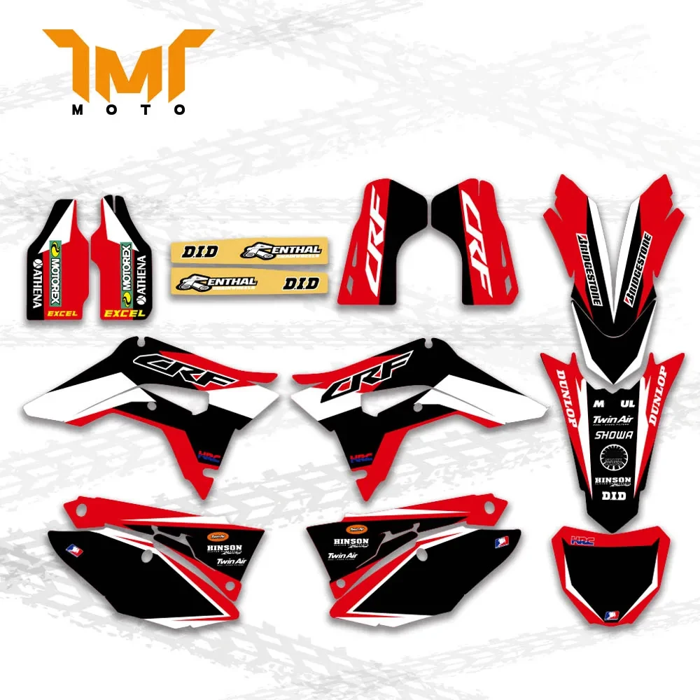 TMT  Graphics Decals Stickers Background For Honda CRF250  2018 2019 2020 2021 For CRF450 2017 2018-2020 luckmoto graphics backgrounds decals stickers kits for for honda crf 250r 450r 2017 2018 2019 2020 motocross decals