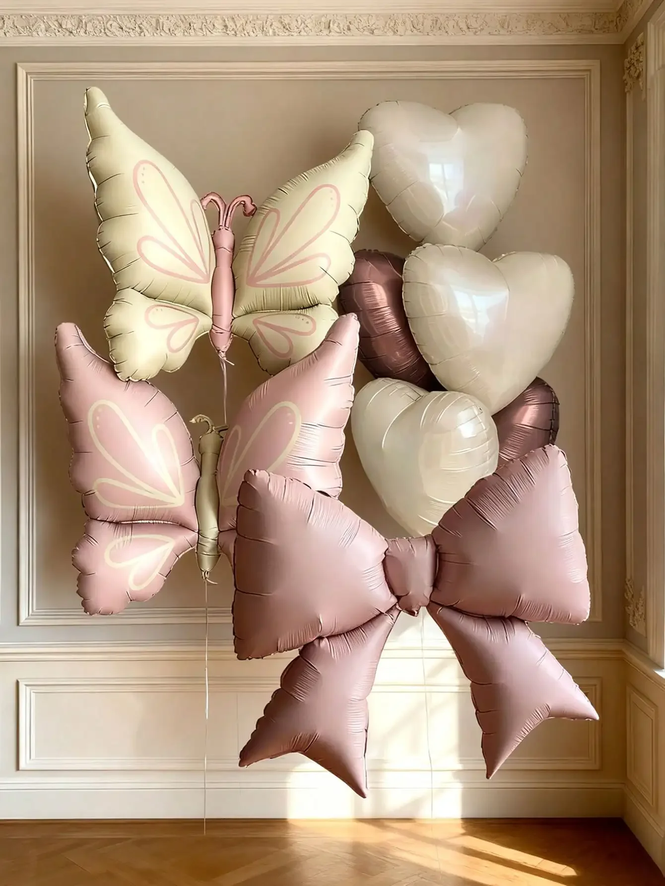 8 Stück Schmetterling Herz Schleife Ballon Aluminiumfolie Ballons für Geburtstag Jubiläum Hochzeit Party Dekorationen Luftballons