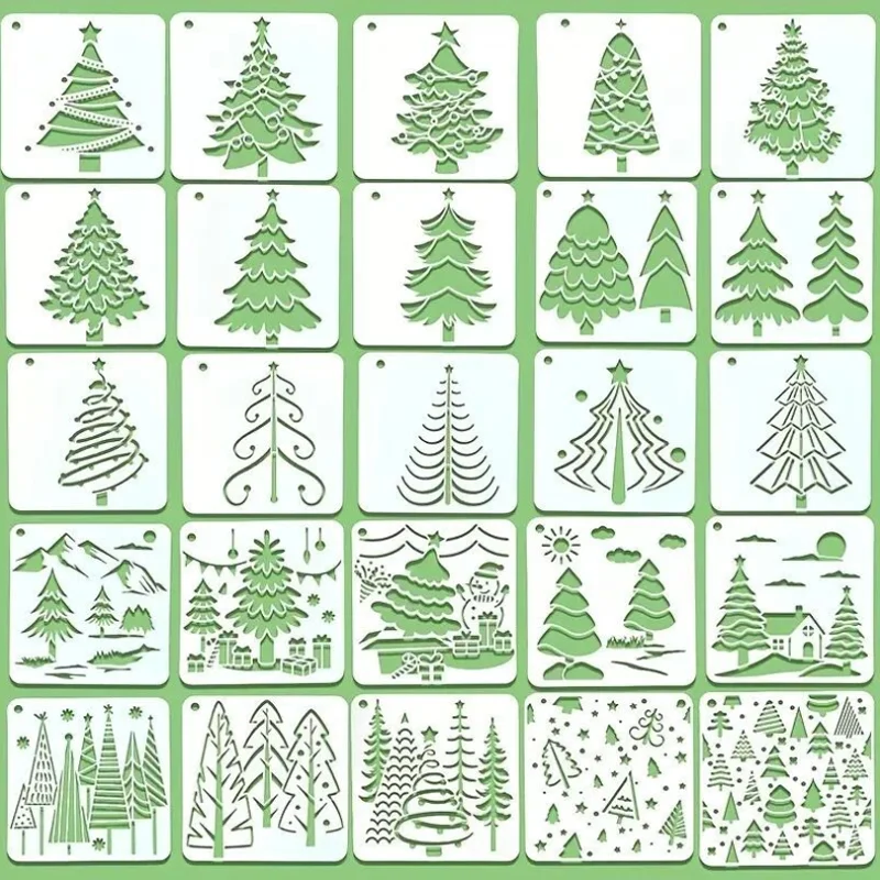 

10.1*10.1cm Christmas Tree Stencils DIY Layering Furniture Wall Scrapbook Coloring Embossing Decora Painting Template Reusable