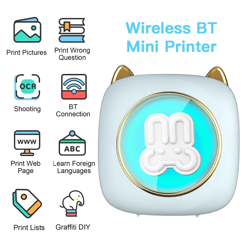 ZWN Portable Bluetooth Mini Printer Mobile Phone Photo Title Note Print Pocket Student Error Label Printer for Children's Gifts 3
