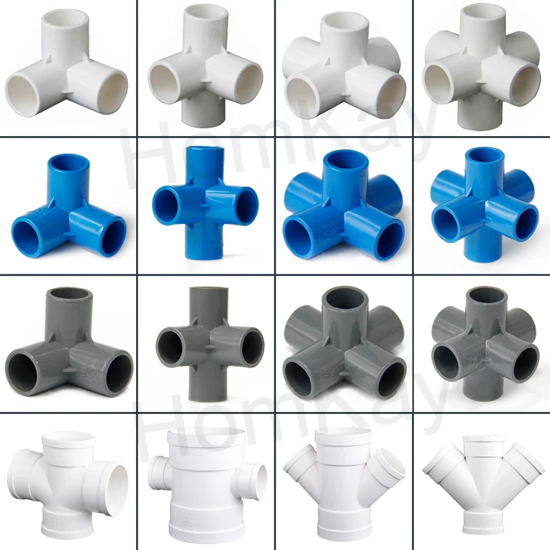 

20/25/32/40/50mm PVC 3/4/5/6 Ways Three-dimensional Connector PVC Pipe Fittings Garden Water Fish Tank Connector DIY Drainage