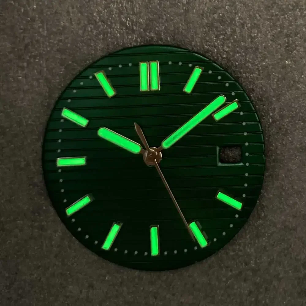 30.5mm Watch Dial Hands Accessory Green Luminous Strip Nail Men's Watch Replacements Parts for Nautilus NH35/NH36 Movement