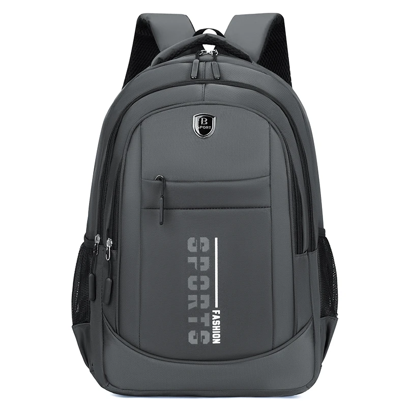 Large-capacity leisure backpack with multiple pockets, adjustable shoulder strap, zipper closure, and polyester lining, suitable