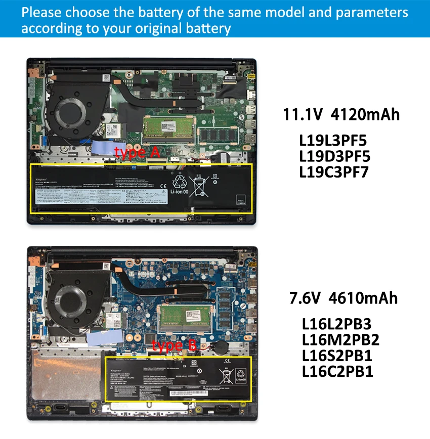 Bateria de Kingsener L19d3pf5 para Lenovo Ideapad 314ada05 3-14are05 3-14iil05 3-14iml05 3-15are05 3-15iil05 3-15iml05 L19c3pf7 - Imagem 3