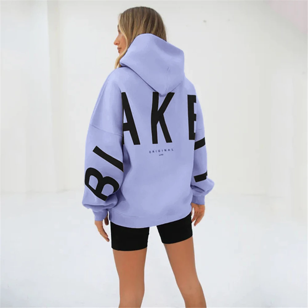 TrendWomen'S Long Sleeve Loose Hooded Sweater, Fashion Print, Thickened, Versatile, Autumn And Winter, 2024