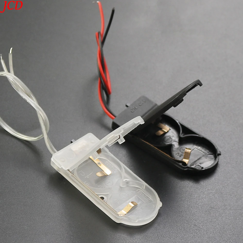 Botão Coin Shaped Battery Socket Bracket Tampa da Habitação com Wire Switch Black Box Armazenamento 6v x2 Cr2032 100 Pcs