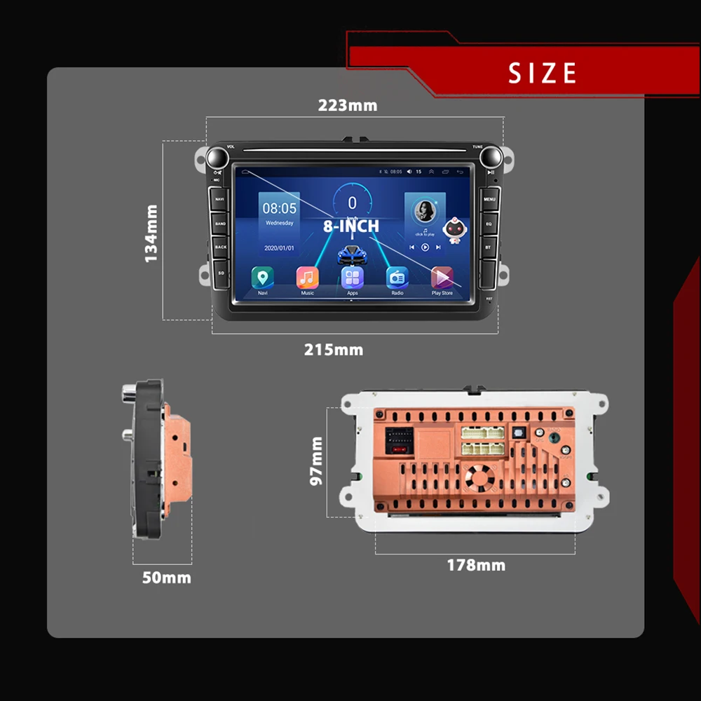 Hikity Android Autoradio pour Golf 5 6 VW Passat Polo Skoda Poste