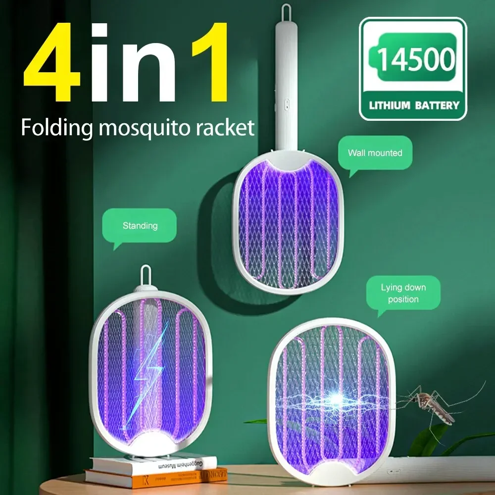 Description Picture 2 of item1pc, Electric Mosquito Swatter, Foldable 2-in-1 Mosquito Killer, Home Use, Photocatalyst Smart Electric Fly Swatter, Bug Zapper