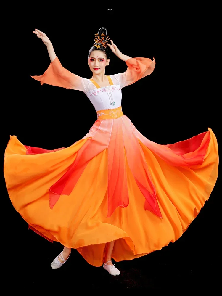 

Classical Dancing Dress Women's Elegant Gauze Clothes Chinese Style Costume Exercise Clothing Large Swing Skirt