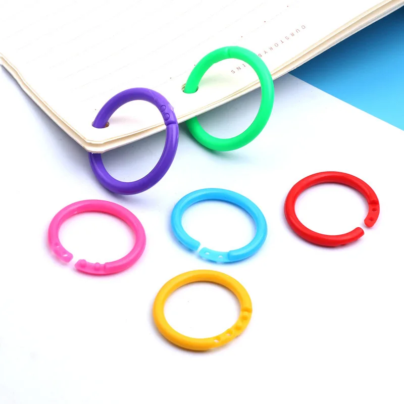 Plastic Binding Rings Book Binding Supplies 50Pcs/Bag Plastic Colors Ring Binder 15mm DIY Albums Loose-leaf Book Hoops Opening Office Binding Supplie Photo Album