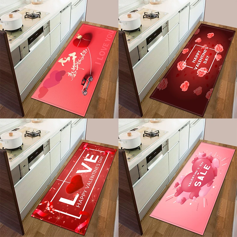 

Valentine's Day Bedroom Carpet Kitchen Porch Door Mat Bathroom Non-slip Corridor Living Room Long Can Be Customized