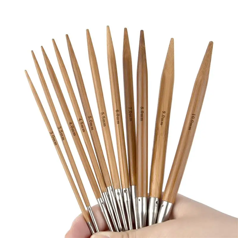 3.0-10mm Natural Bamboo Circular Knitting Needles Stainless Steel Tube Hoop Knitting Needles DIY Hand Sewing Tools Supplies knitting needles knitting supplies knitting craft supplies