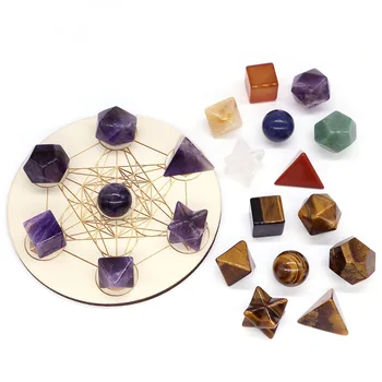 7Pcs Platonic Solid Sacred Stones Geometry Set Natural Crystals Reiki Healing Chakra Gemstones Lucky Home Decoration Gifts 1
