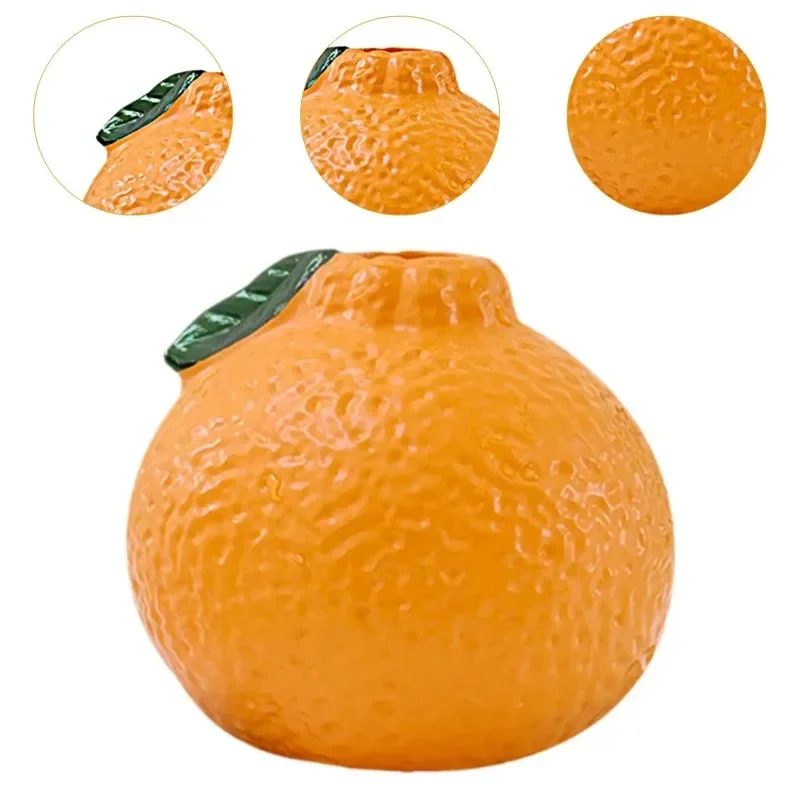 Home Orange Fruit Shaped Flower Vase Propagation Vase Desktop Art Vase Tabletop Decoration Bunch Centerpieces Decoration