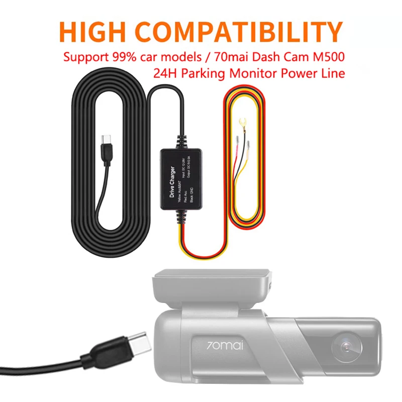 70mai用ハードワイヤーキット,監視ケーブルのみ,駐車監視用,m500 24h