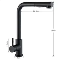 Black Pull Out Kitchen Sink Faucet Flexible 2 Modes Stream & Sprayer Nozzle Faucets Stainless Steel Hot Cold Wate Mixer Tap Deck 6