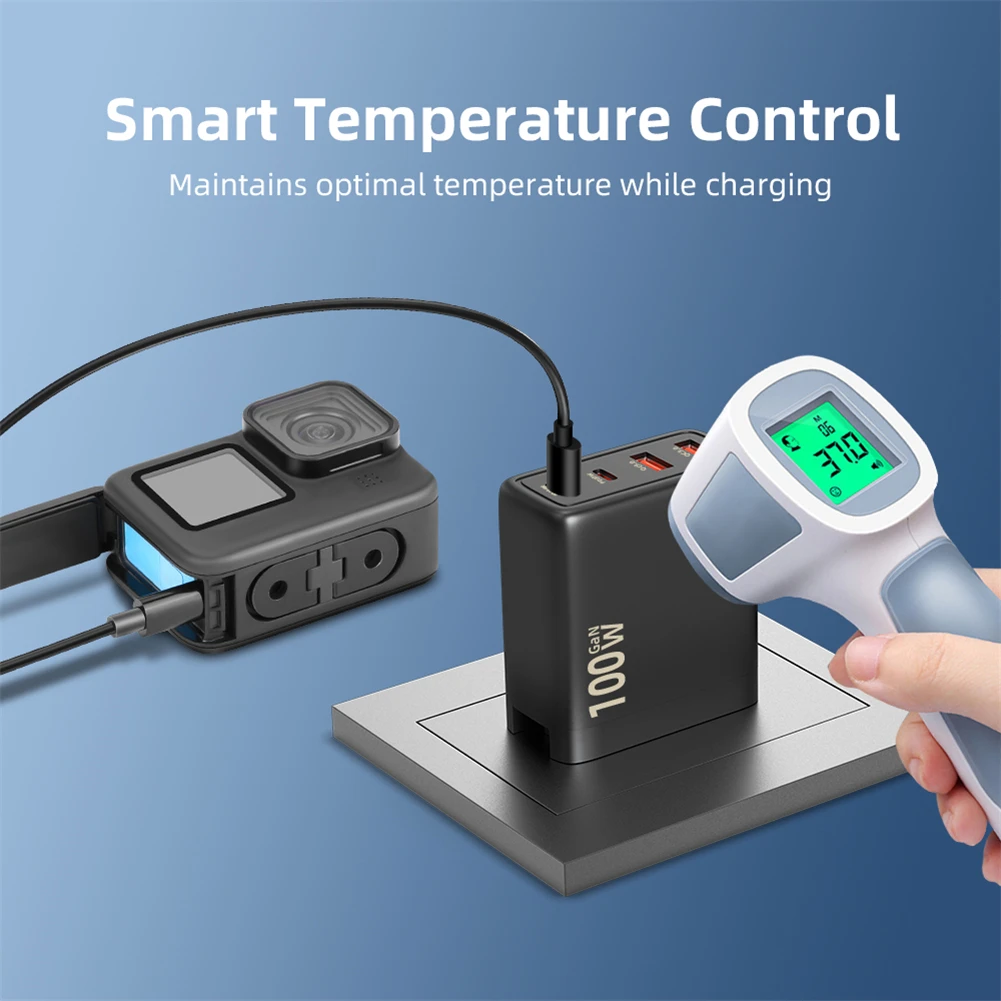 100W GAN Battery Charger 4 Ports Power Adapter Compatible For DJI Air 3/Avata 2 Drone Battery Remote Fast Charger Accessories