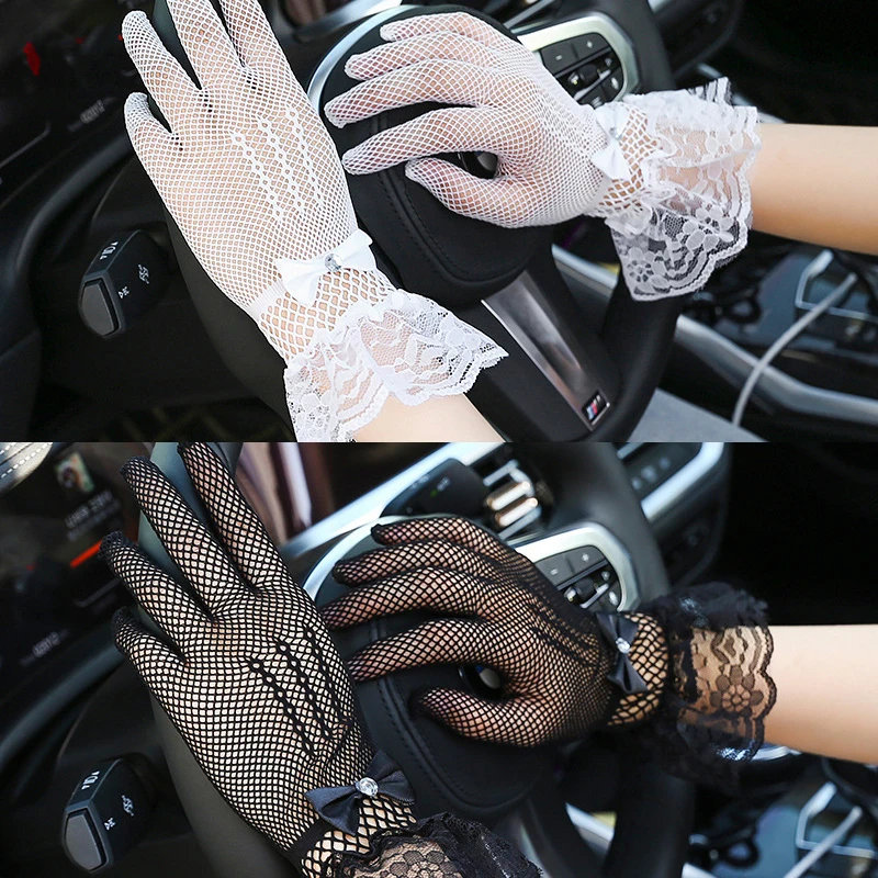 

Women Anime Glove Lace Mesh Driving Gloves Anti-UV Bride Dress Mittens Sunscreen Gloves Cosplay Mittens