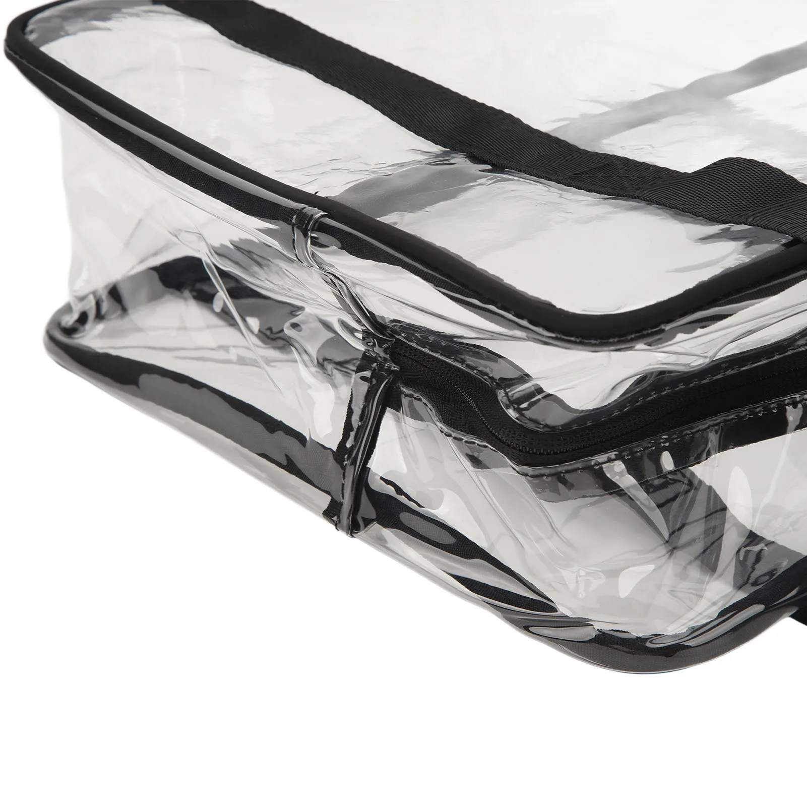 Clear Bag Black Multifunctional Clear Shoulder Handbag PVC Reinforced Fabric Seams with Adjustable Breathable Strap for Travel