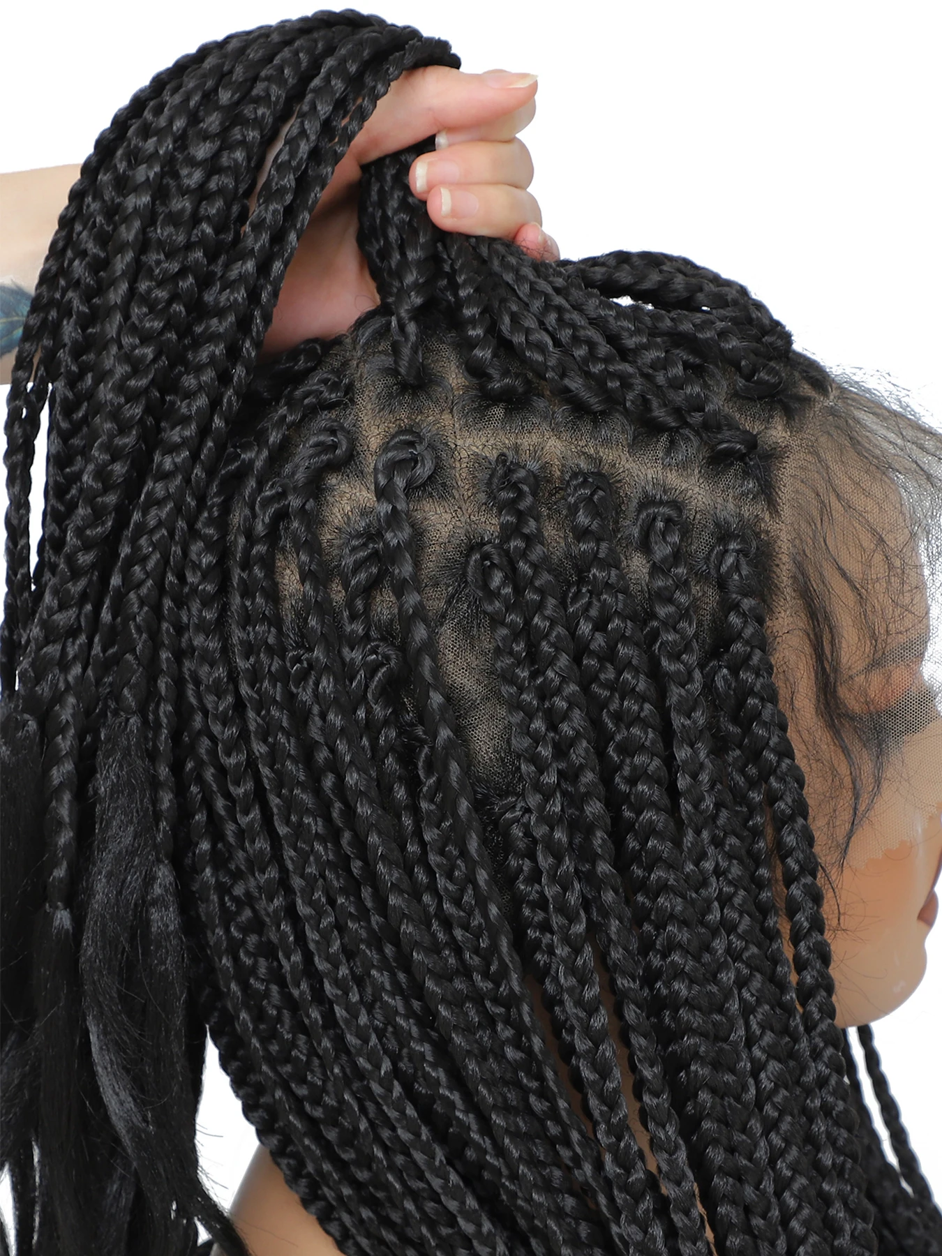 30 Inch Full Lace Braided Wig Knotless Free Boxed Braided Wig Suitable For Girls Synthetic Lace Frontal for All Skin Tones Squar