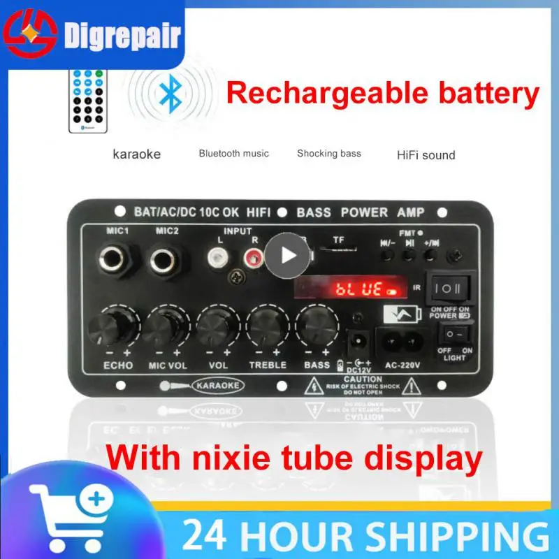 업그레이드된 디지털 5.0 스테레오 앰프 보드, 듀얼 마이크, 노래방 서브우퍼 앰프, 200W, 220V, 12V, 24V