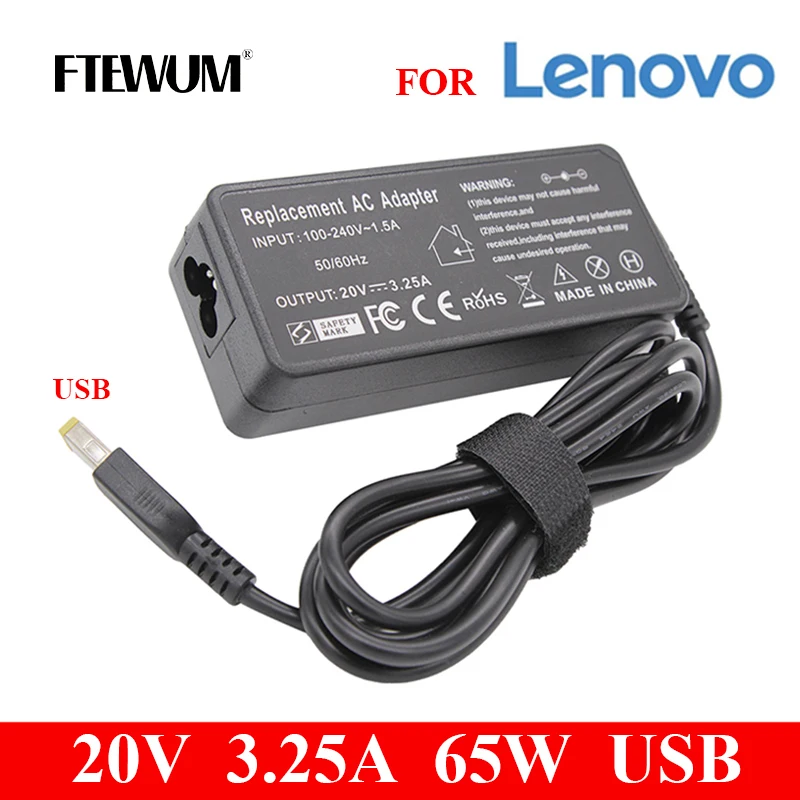 

20V 3.25A 65W USB AC Power Adapter Laptop For Lenovo X1 Carbon E431 E531 S431 T440 X240 G500 G505 Yoga 13 ADLX65NLC3A charger