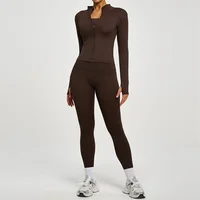 SVEIC Women's Two Piece Tracksuit Yoga Set Long Sleeve Jacket High Waisted Leggings Breathable Gym Clothes For Women Sportswear - Image 6