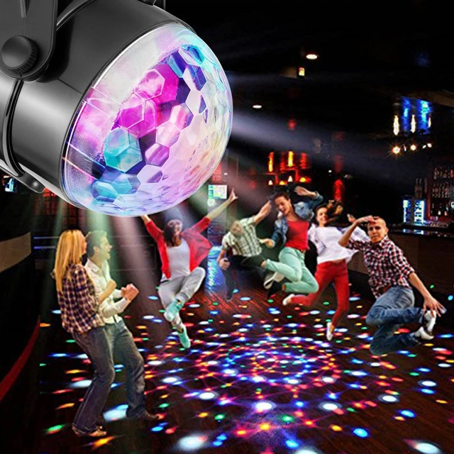 Lumières de fête à LED, boule DJ Disco, lampe de scène à 7 couleurs, son  KTV