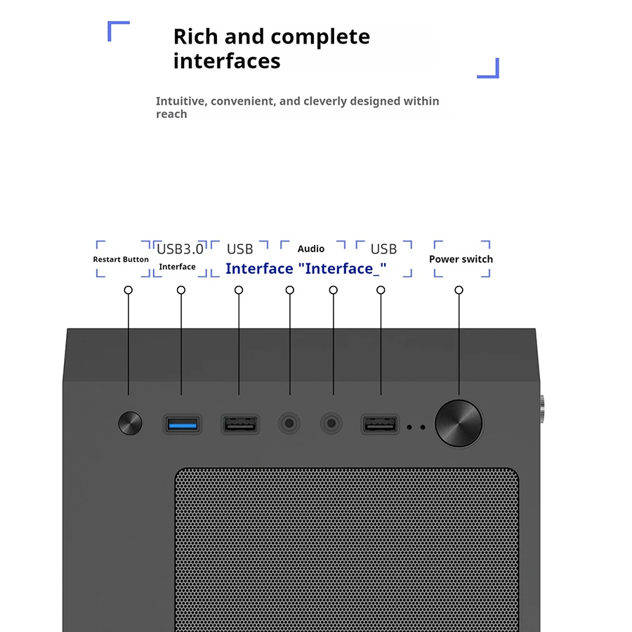 파워 트레인 ES500 M-ATX ATX RGB 라이트 스트립 패널 측면 투명 ITX PC 게이밍 케이스 데스크탑 컴퓨터 케이스 게이머용 케이스