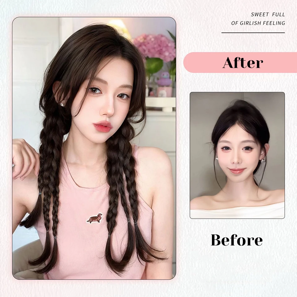 Synthetic Hair Extensions Long Twist Braid Ponytail for Women