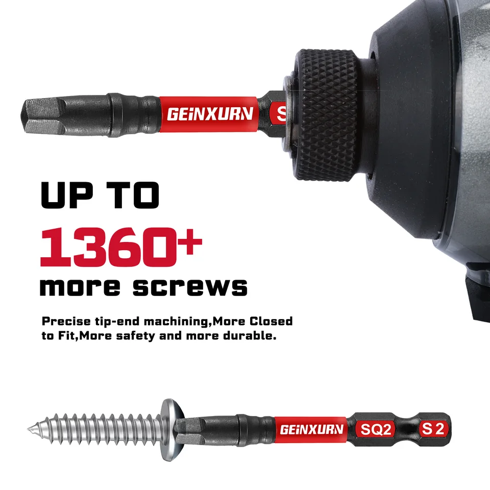 GEINXURN 15-Pack Impact Tough Square #1 Driver Bits - 1 Inch Long Magnetic SQ1 Screwdriver Bits For Drills & Impact Drivers