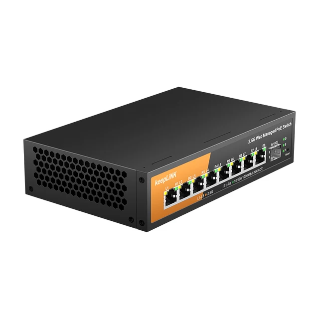 KeepLink 9-Port Multi-Gigabit Managed Switch with 8-2.5Gbps PoE and 1-10Gb SFP+ Uplink