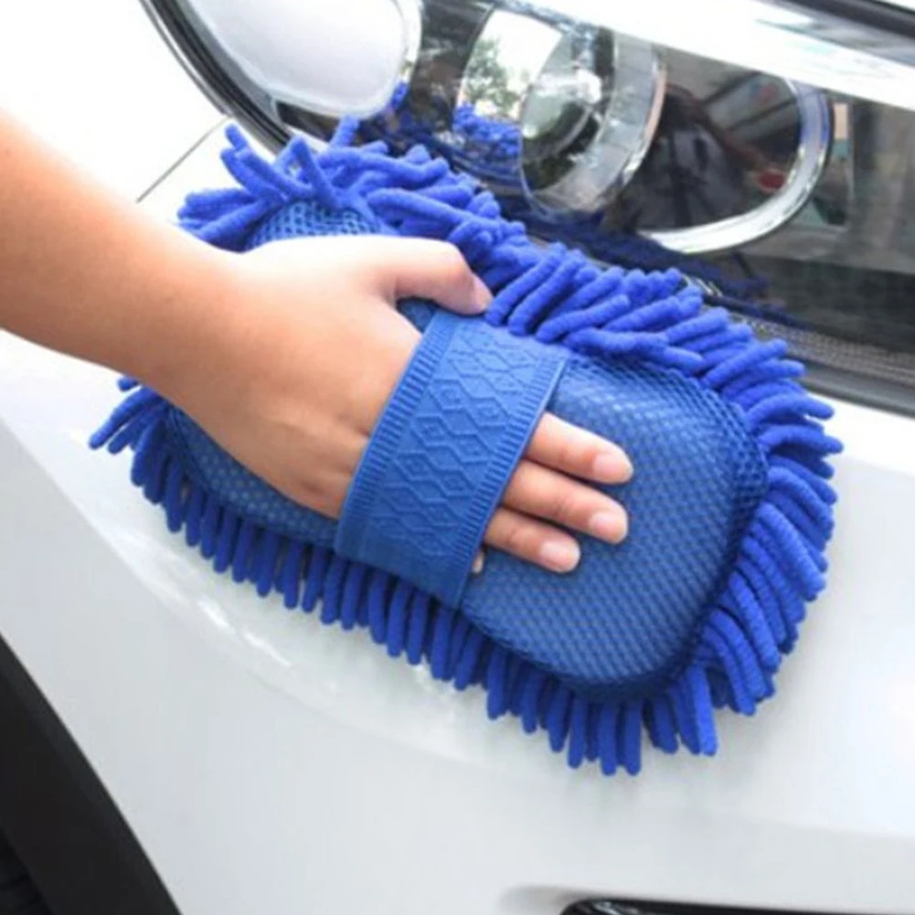 

Car Washer Sponge Coral Sponge Cleaning Auto Gloves Blue Microfiber Chenille Wash Sponge Care Washing Brush Pad Cleaning Tool