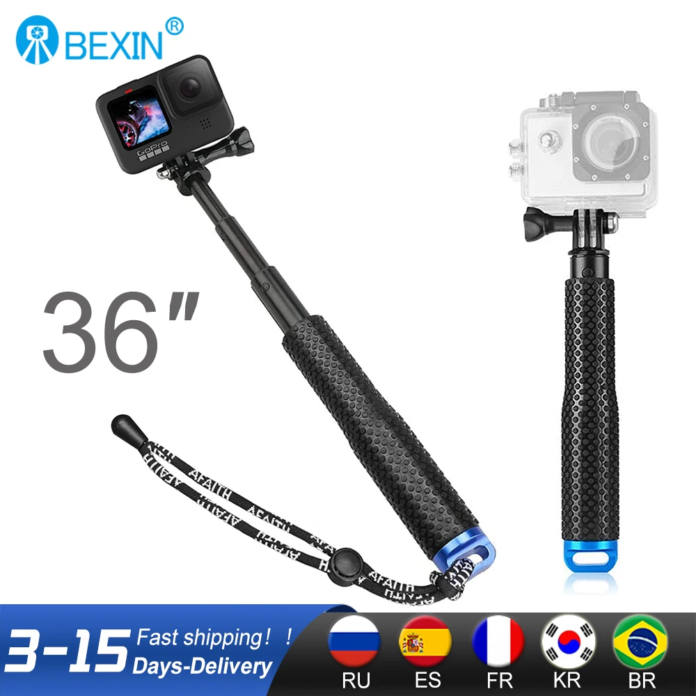 

19 Inch Aluminum Alloy Extendable Handheld Selfie Stick Telescoping Pole for GoPro Hero 9 8 7 6 5 OSMO Action Xiaoyi SJCAM Eken