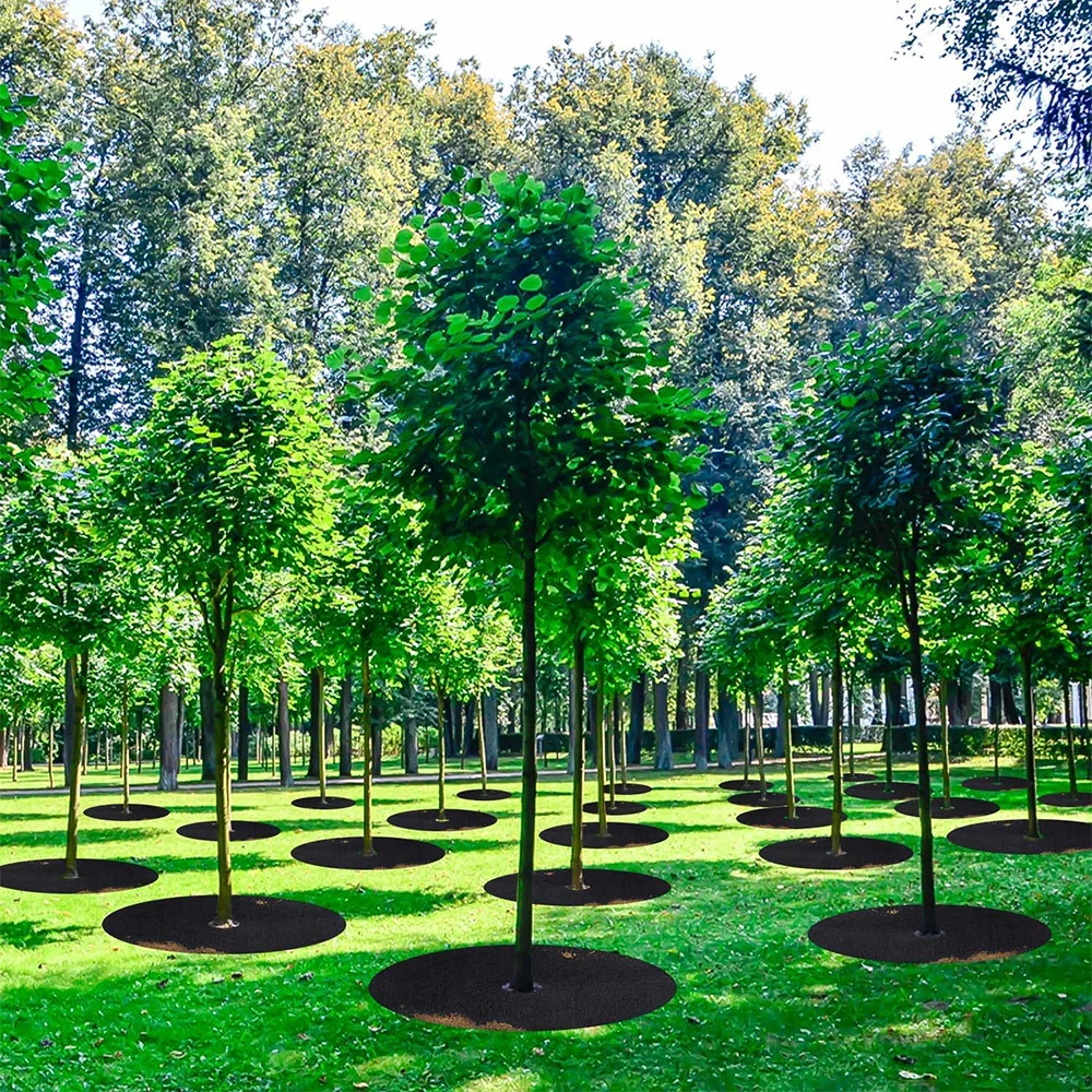 10pcs Non-Woven Degradable Fabric Tree Mulch Ring  Protector Mat Reusable Weed Barrier for Control Root Protection 6