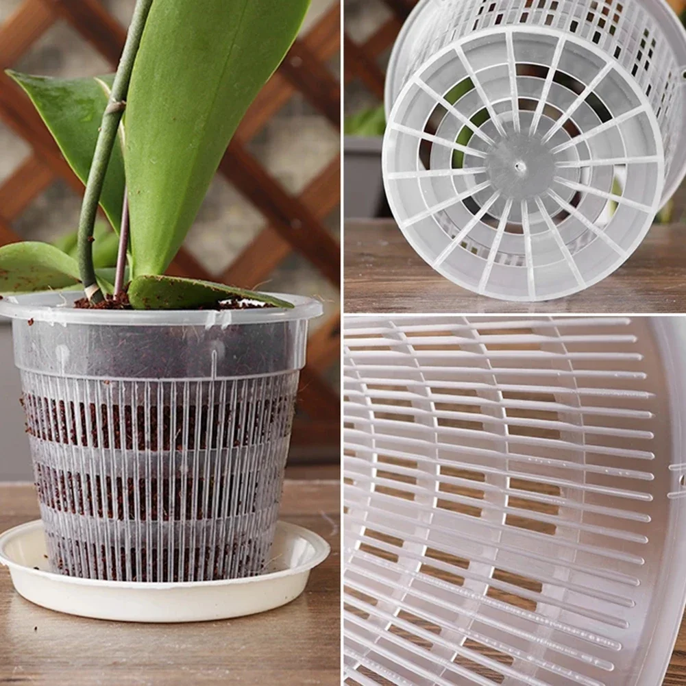 11/14cm Transparent Plastic Flower Pot With Stomata Grow Box Root-Controlled Orchid Planting Pot Nursery Transplant Pots with flower pot hydroponic flower pot plant pot