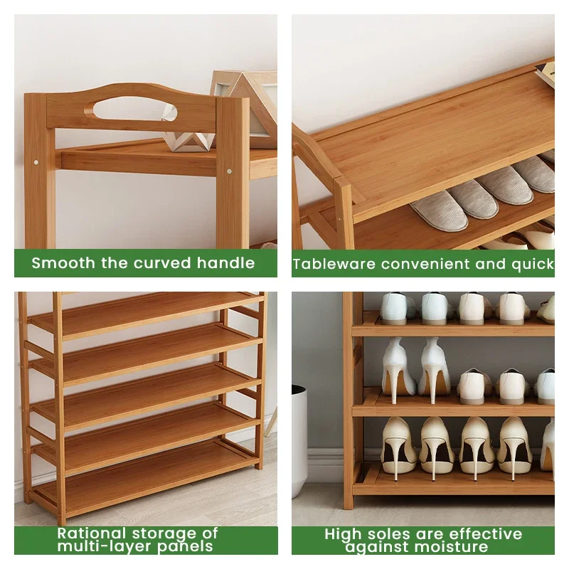Bamboo Shoe Rack Simple Entrance Shoe Cabinet MultiLayered Storage Large Capacity Shelf for Space Saving Home Organization