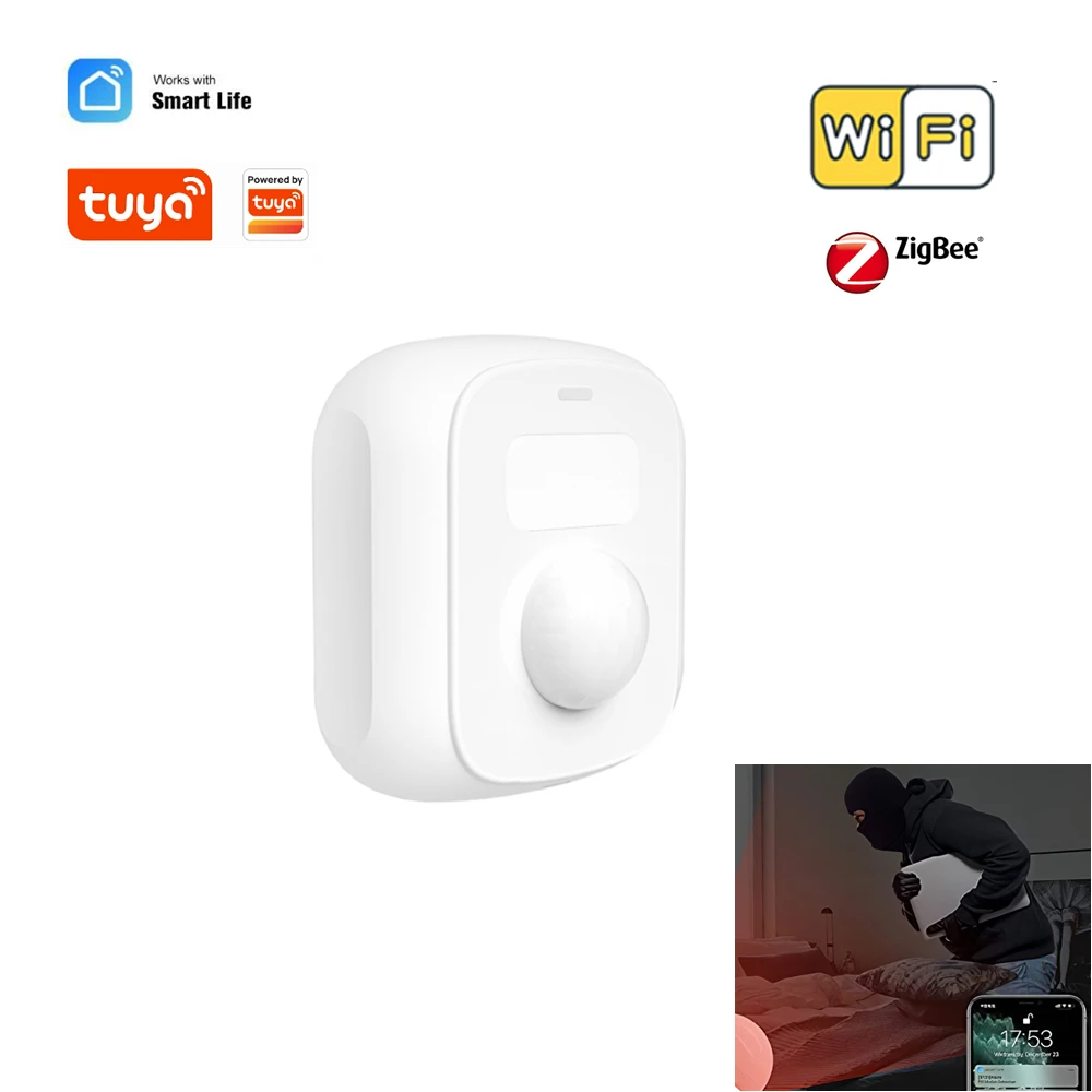 

Tuya Zigbee Wifi Mini PIR Motion Sensor with Light Sensor Scene Switch Function Human Movement Detector Smart Life APP Control