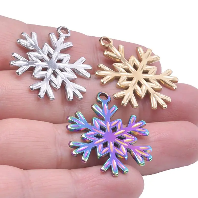 

6pcs/lot Christmas Snowflake Stainless Steel Pendant Charms for Jewelry Making diy Necklace Earrings Handicraft Gifts Supplies