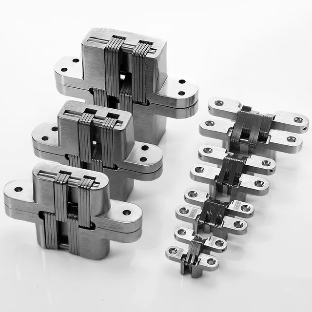 ที่มองไม่เห็นบานพับตู้ Leaf บานพับ180องศาแกว่งบานพับไม้กล่องปกปิดซ่อนบานพับซาตินกับสกรู 1