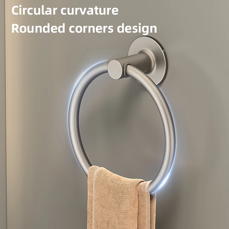 Bathroom Towel Holder Space Aluminum Wall Mount Self Adhesive Round Towel Ring FR1054 bathroom towel holder