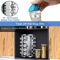 New Style Rotating Tray Spice Rack with Round Bottle 430 Stainless Steel Kitchen Organizer Pantry Cabinet For Seasoning Storage 2